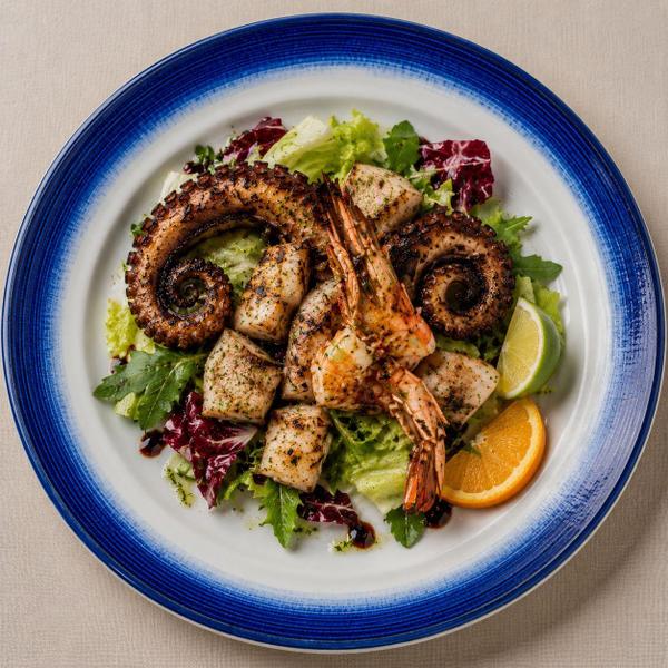 Tentacule de Caracatita pe Pat de Salata